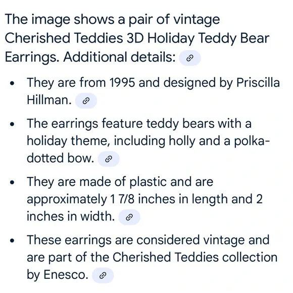 Vintage Cherished Teddies Earrings 1995 - Picture 4 of 4